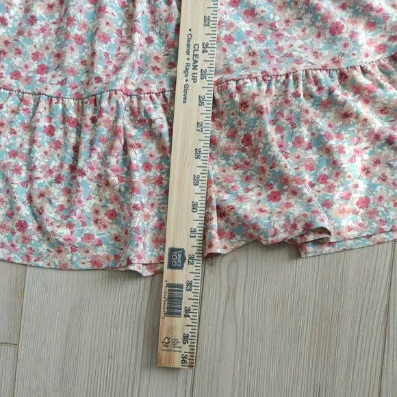 Floral Women's Dress A-Line Ruffle Straps Pink Small Monteau Los Angeles - Picture 11 of 11